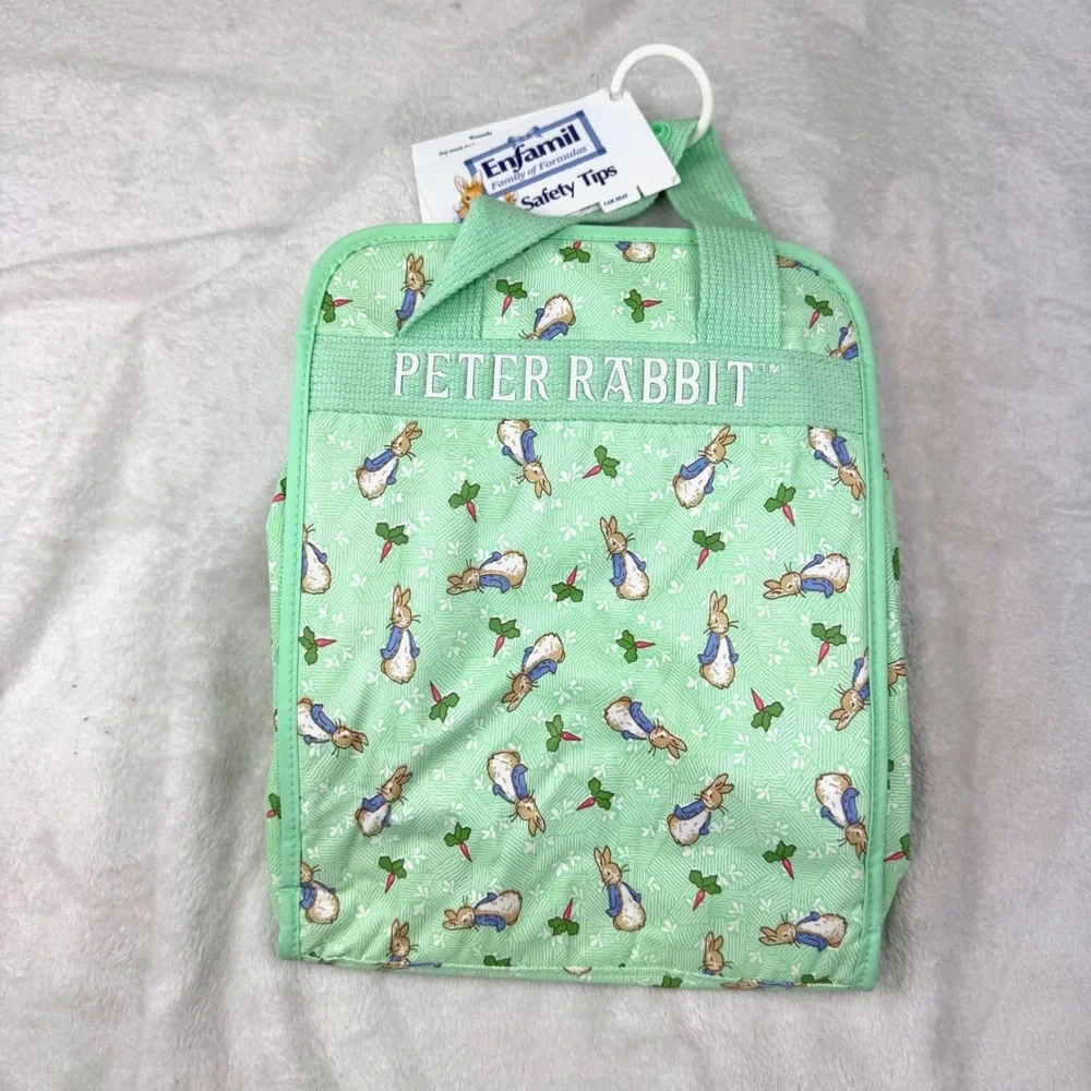 Vintage 1997 Enfamil Peter Rabbit Insulated Bag Green Beatrix Potter Tag